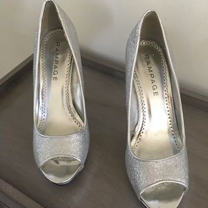 Rampage silver open toe heel